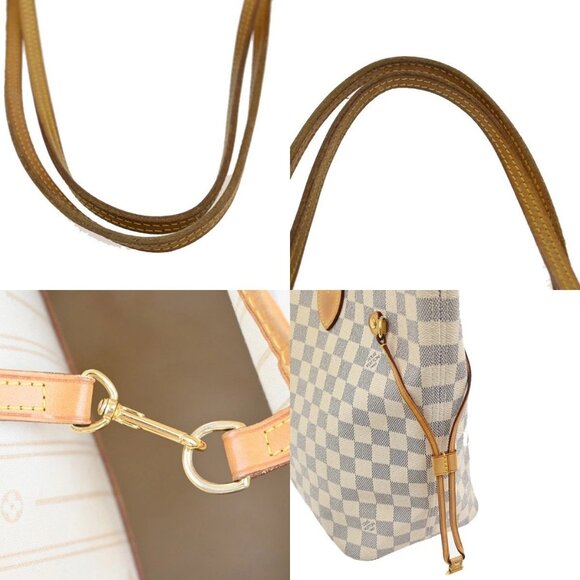 LOUIS VUITTON Neverfull MM Shoulder Tote Bag Damier Azur White N51107 14EF687 - Picture 7 of 15